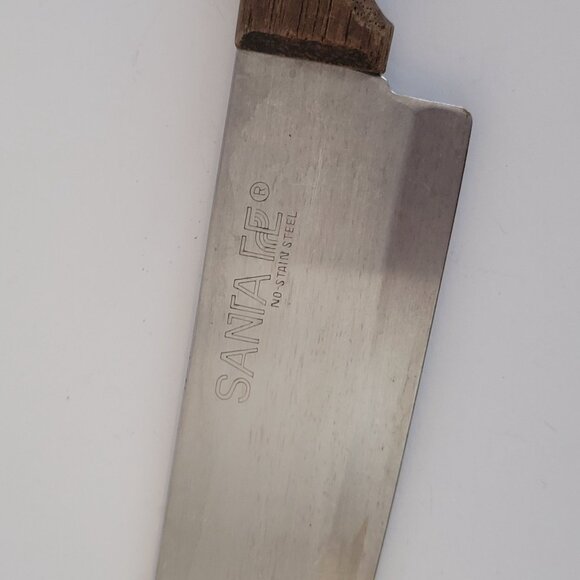 Vintage Santa Fe Chefs Knife 10" Stainless Steel Blade With Wooden Handle - Picture 3 of 6